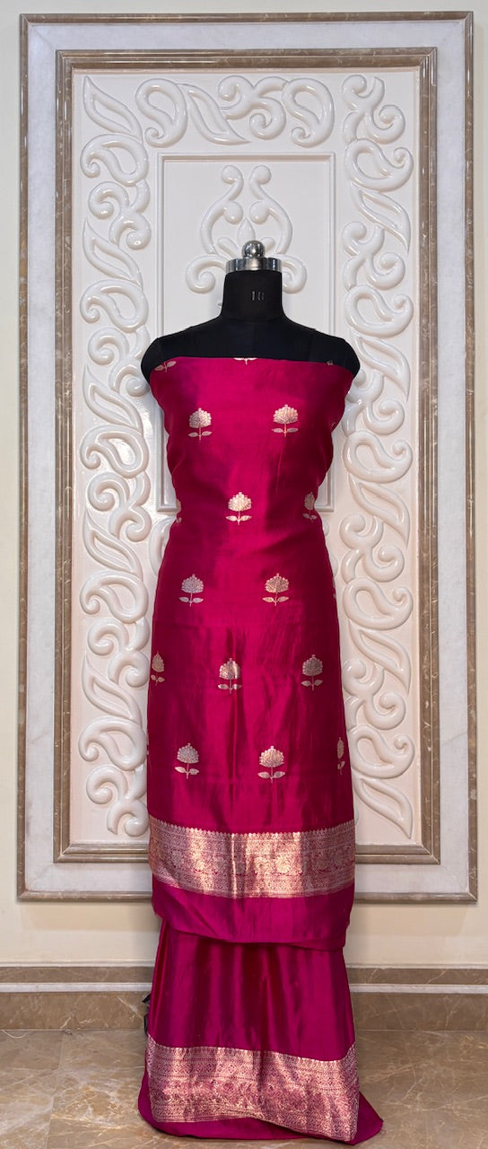 Royal Pink Raw Mango Silk Suit