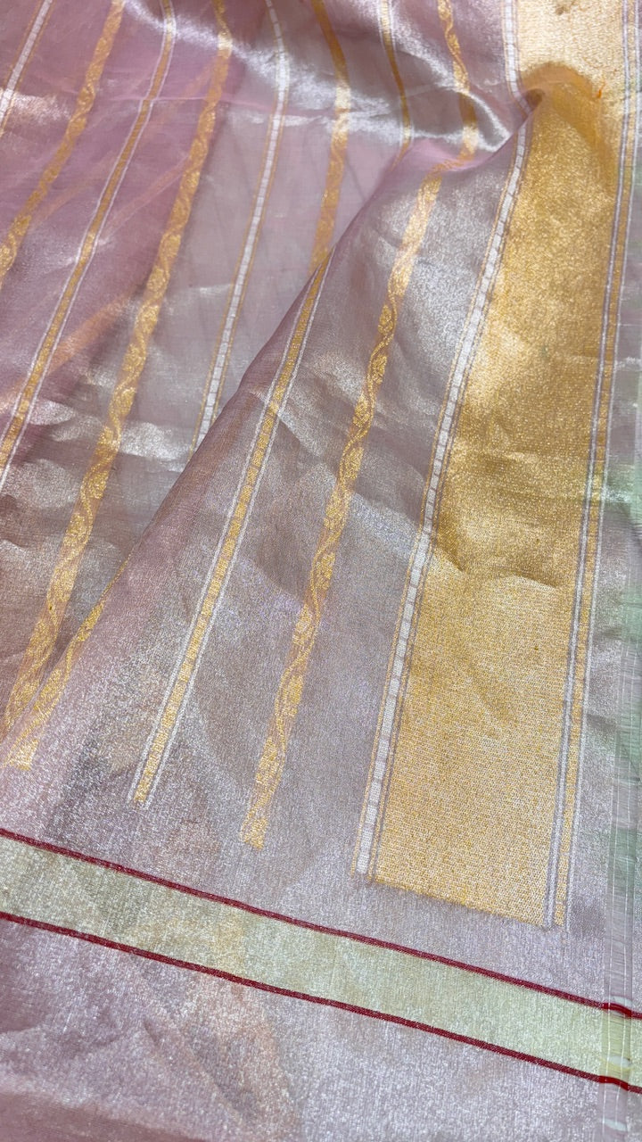 Grey Pure Handwoven Banarasi Kora Saree with Minakari Border