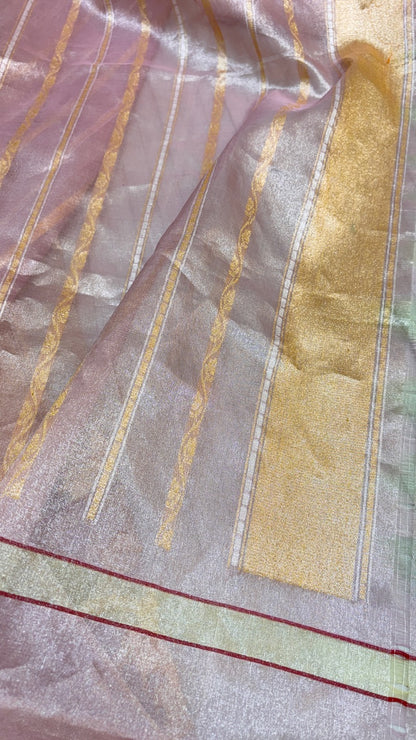 Grey Pure Handwoven Banarasi Kora Saree with Minakari Border