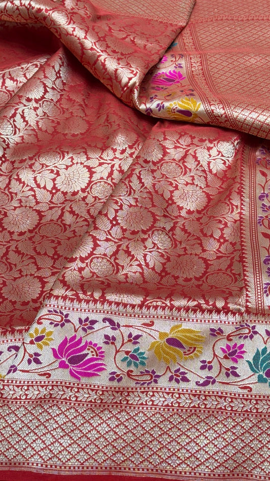 Red Banarasi Brocade Silk Handwoven Saree