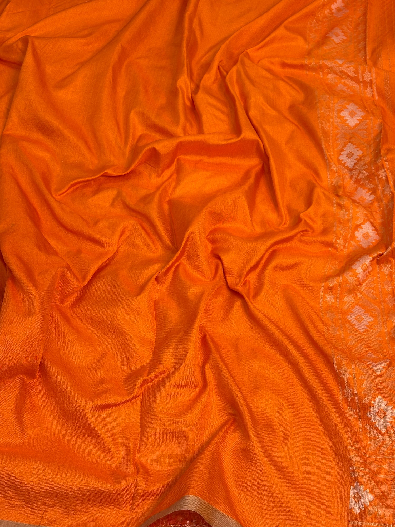 Orange Banarasi Rupa Sona Pure Katan Silk Iktara Jamdani Saree
