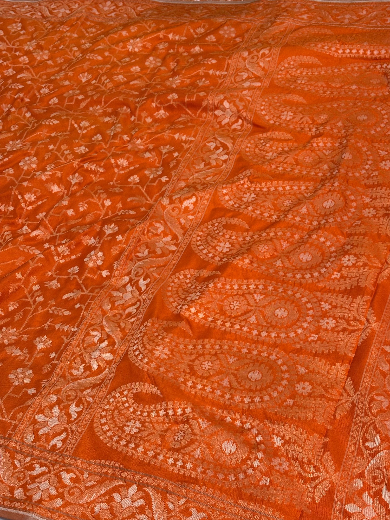 Orange Banarasi Pure Katan Silk Iktara Rupa Sona Saree