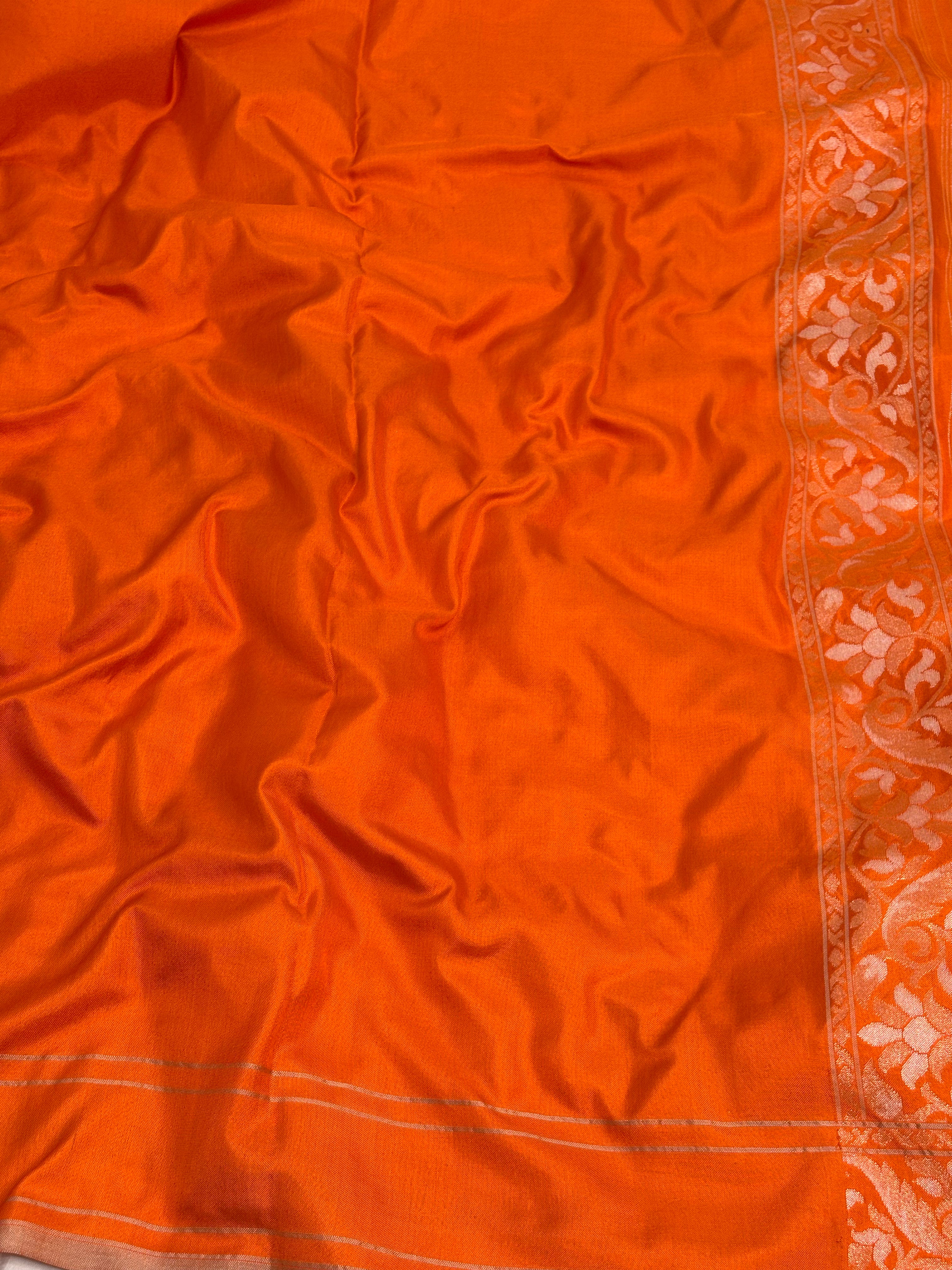 Orange Banarasi Pure Katan Silk Iktara Rupa Sona Saree