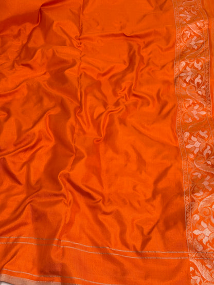 Orange Banarasi Pure Katan Silk Iktara Rupa Sona Saree