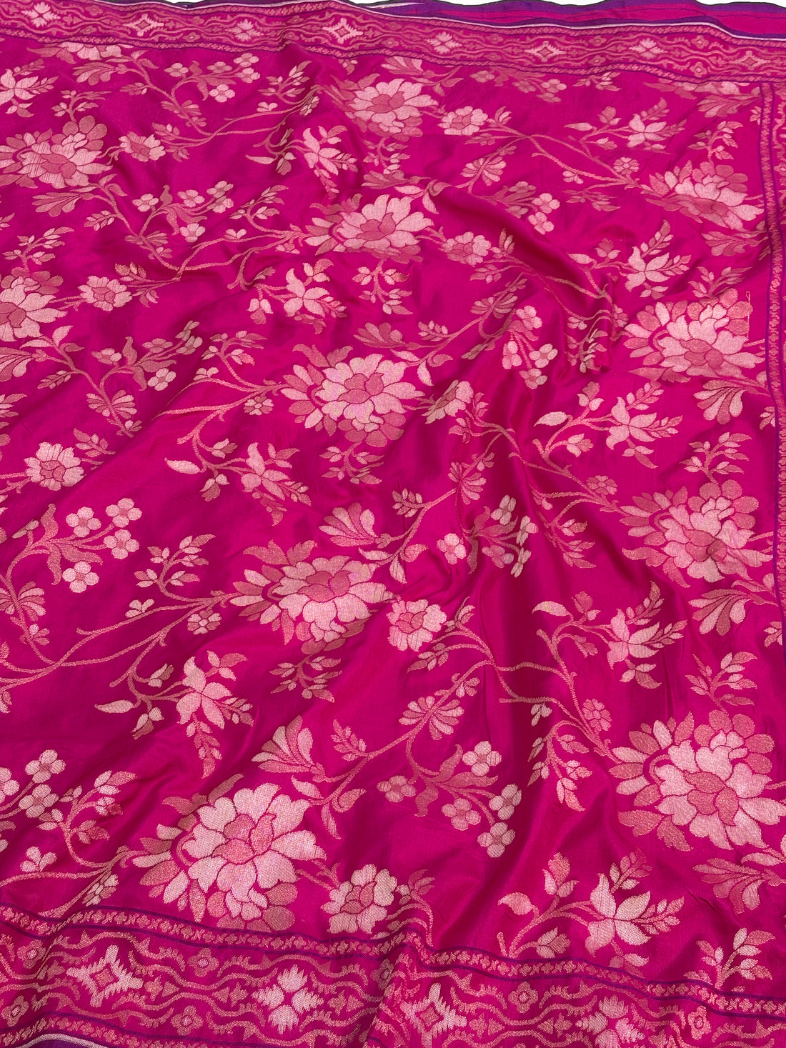 Pink Banarasi Pure Katan Silk Iktara Jamdani Saree