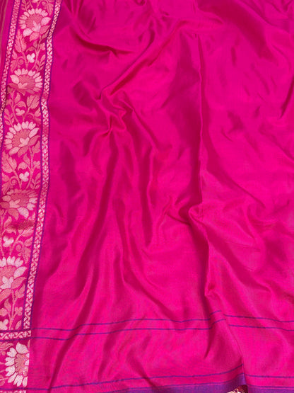 Pink Banarasi Pure Katan Silk Iktara Jamdani Saree