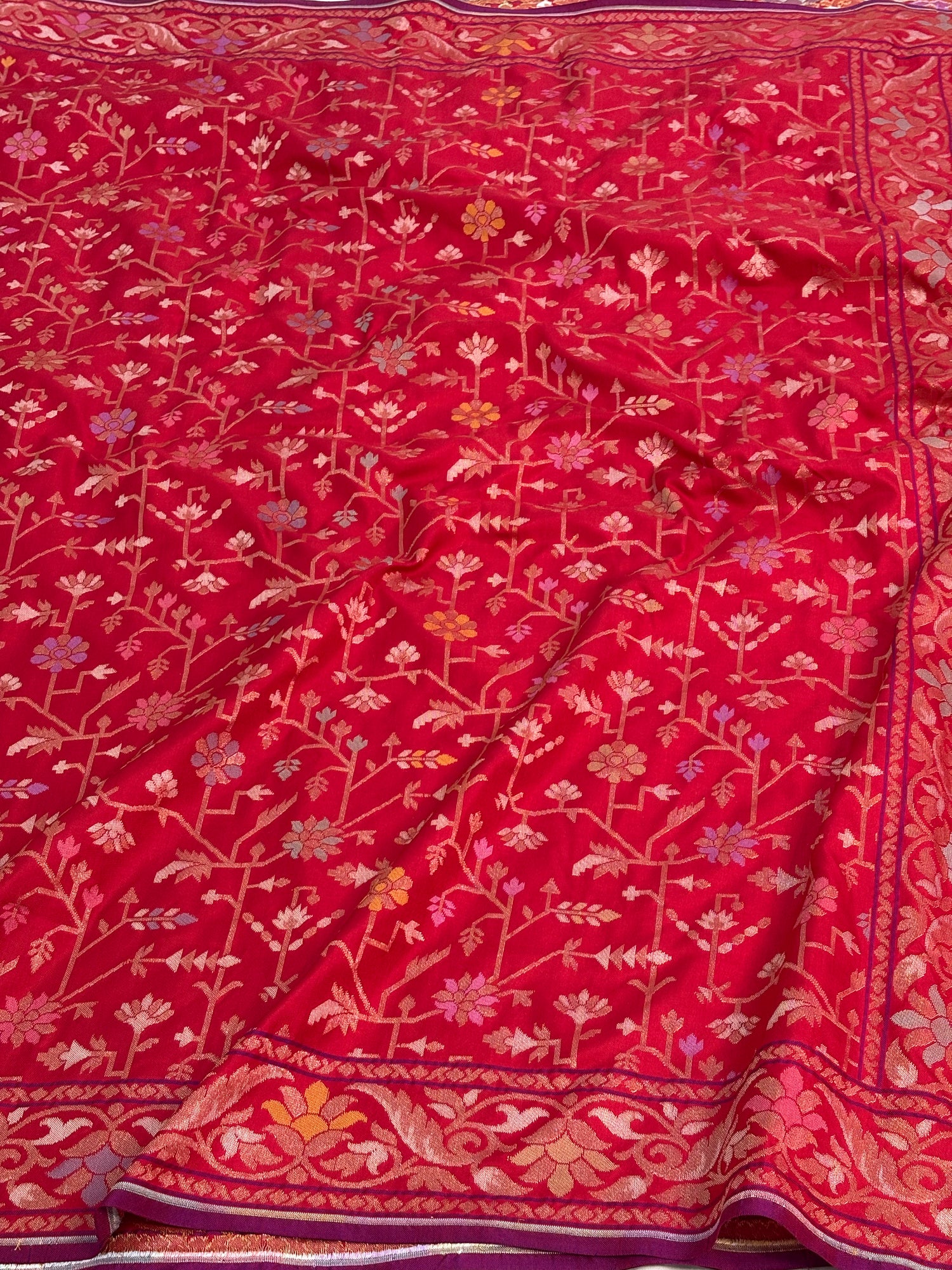 Pink Banarasi Pure Katan Silk Iktara Tilfi Meenakari Jamdani Saree