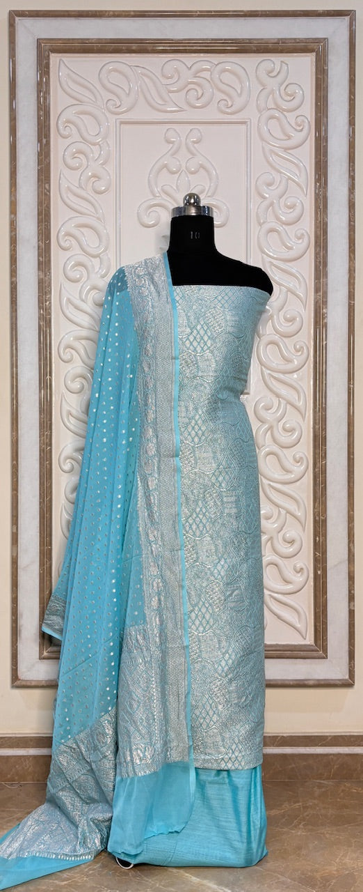 Sky Blue Chiffon-Georgette Suit