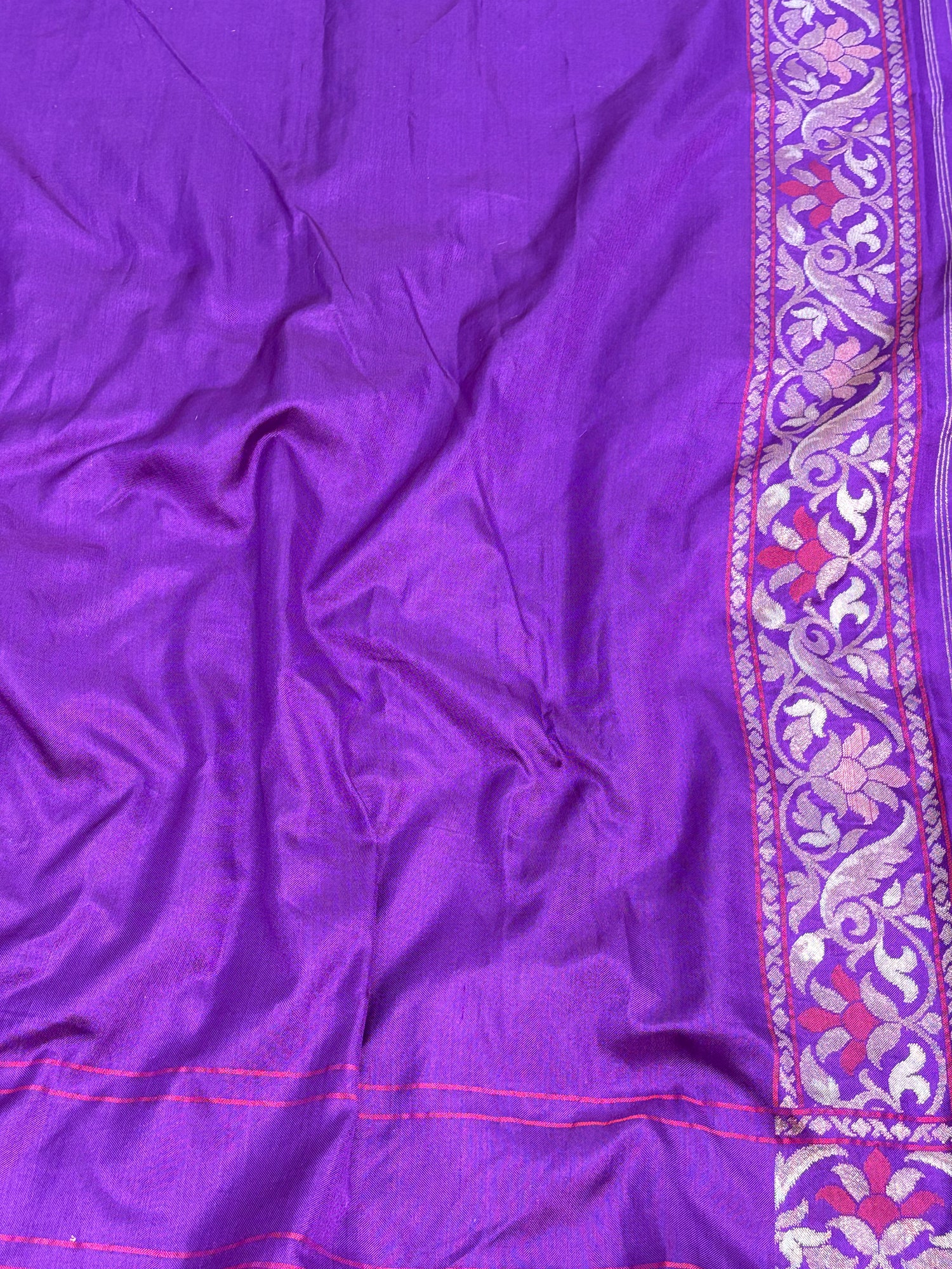 Purple Banarasi Tilfi Meenakari Pure Katan Silk Iktara Jamdani Saree