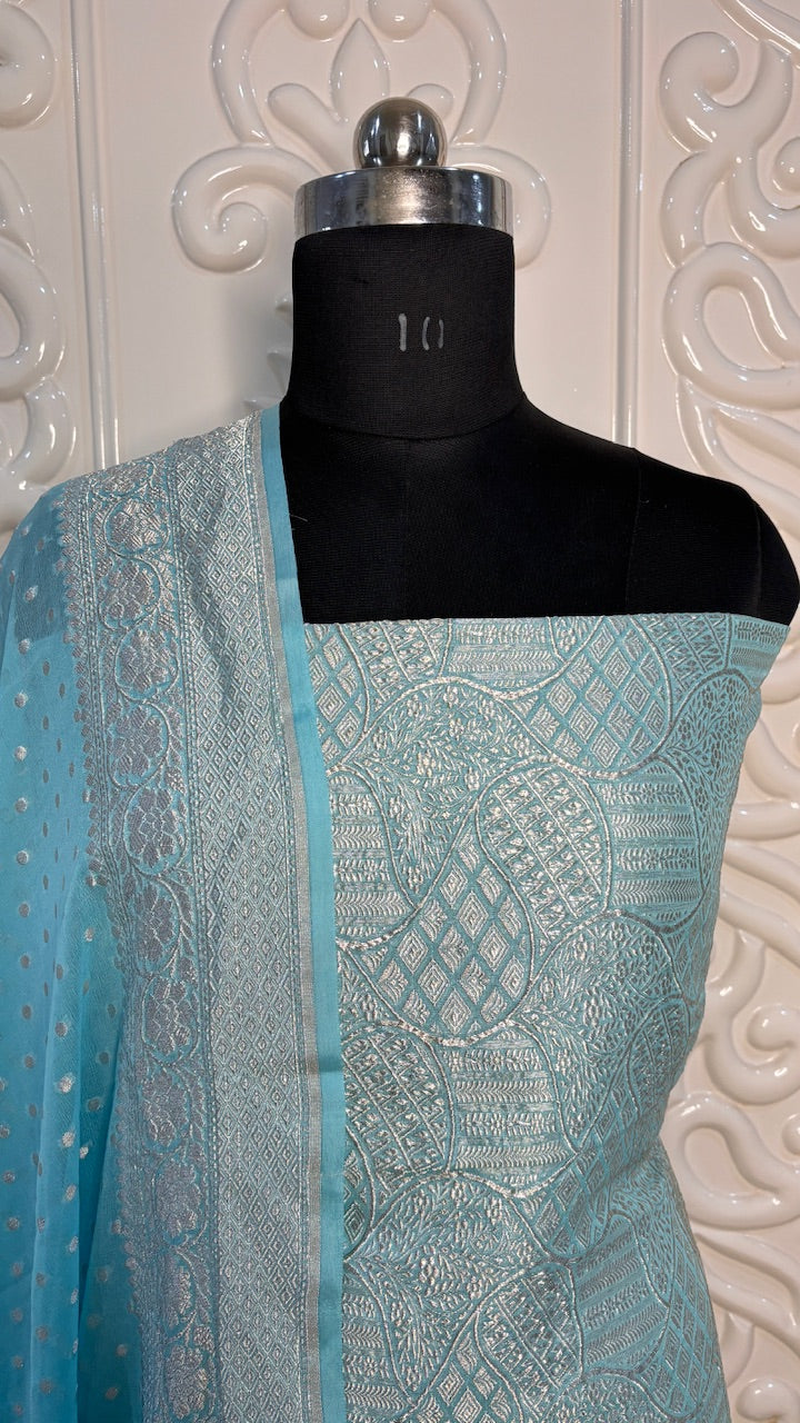 Sky Blue Chiffon-Georgette Suit
