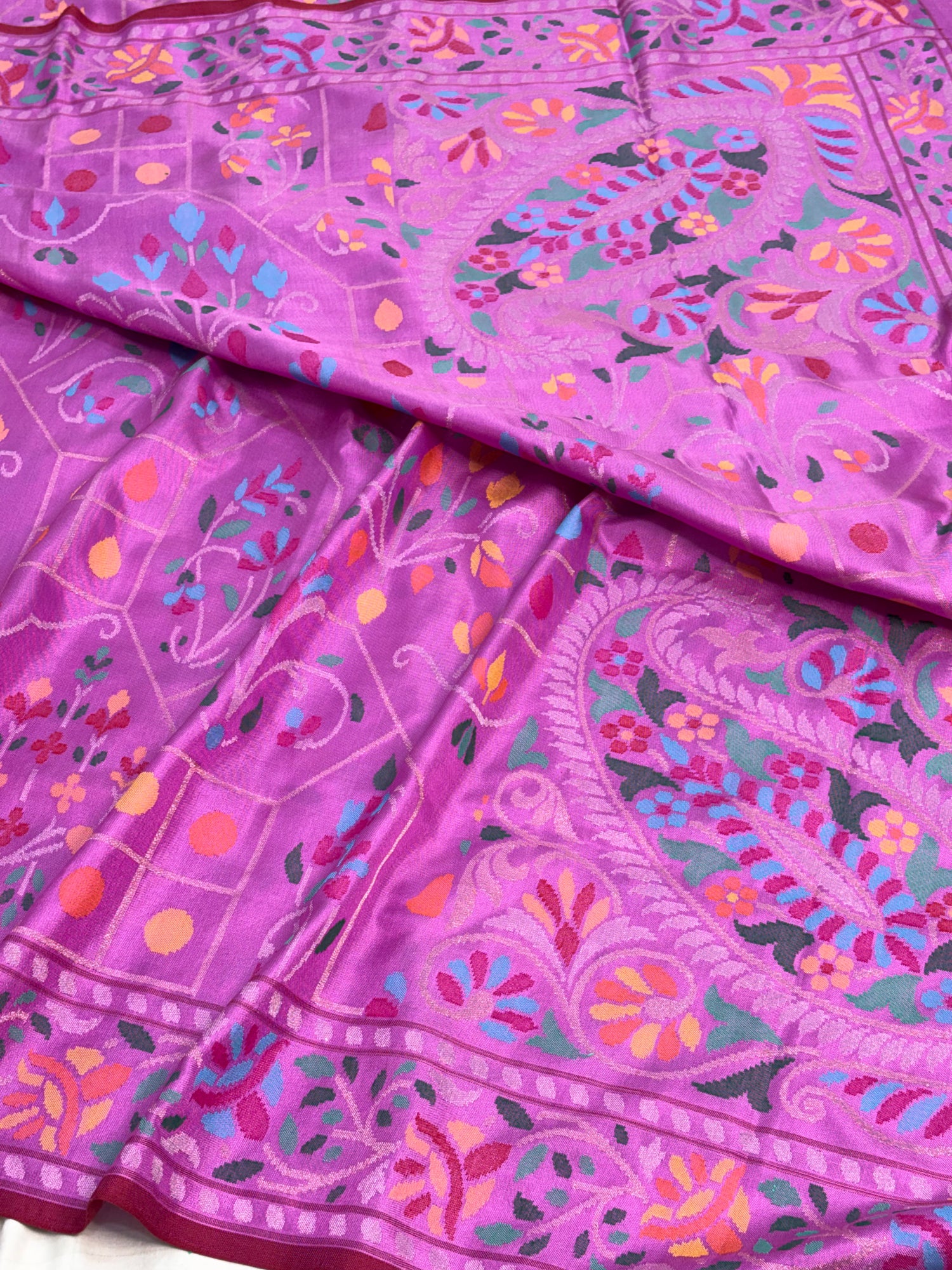 Mauve Pink Real Zari Banarasi Pure Katan Silk Iktara Jamdani Saree