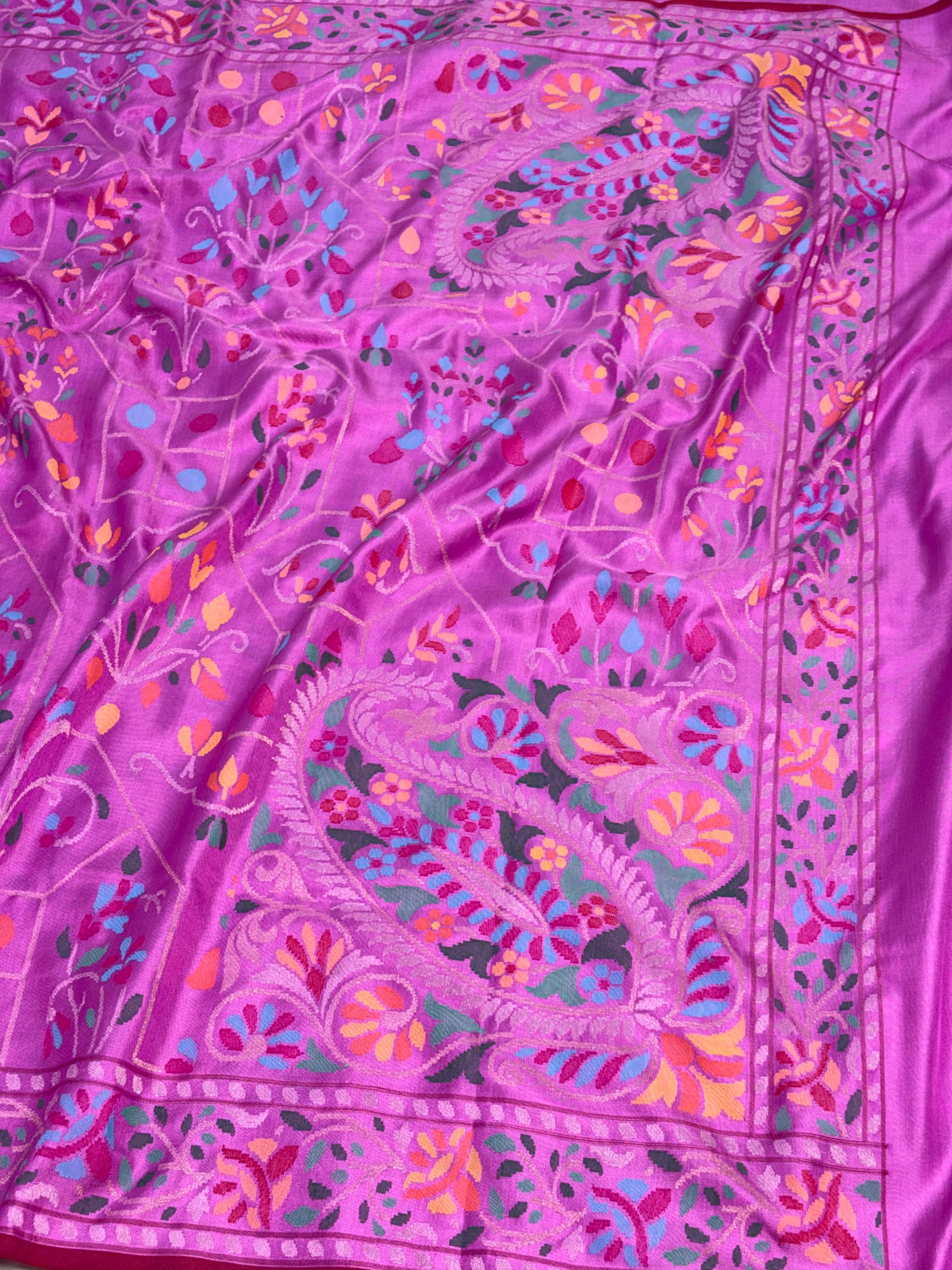 Mauve Pink Real Zari Banarasi Pure Katan Silk Iktara Jamdani Saree