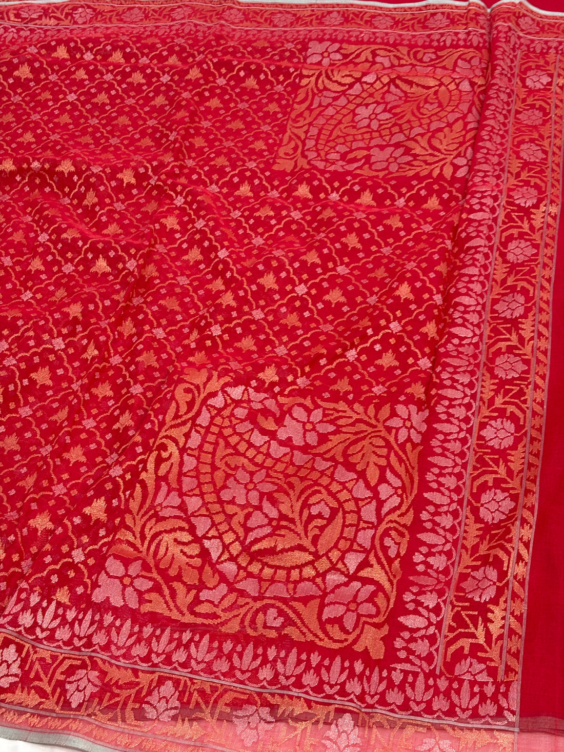 Real Zari Raktambari Banarasi Jamdani Saree