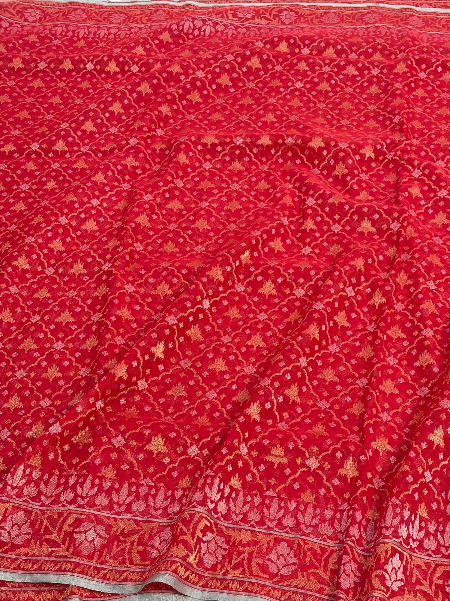 Real Zari Raktambari Banarasi Jamdani Saree