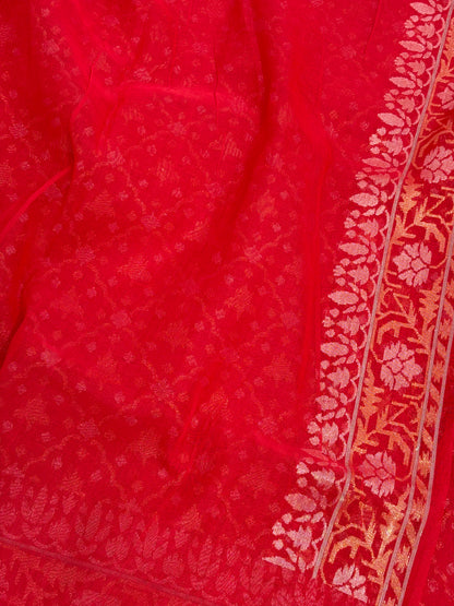Real Zari Raktambari Banarasi Jamdani Saree