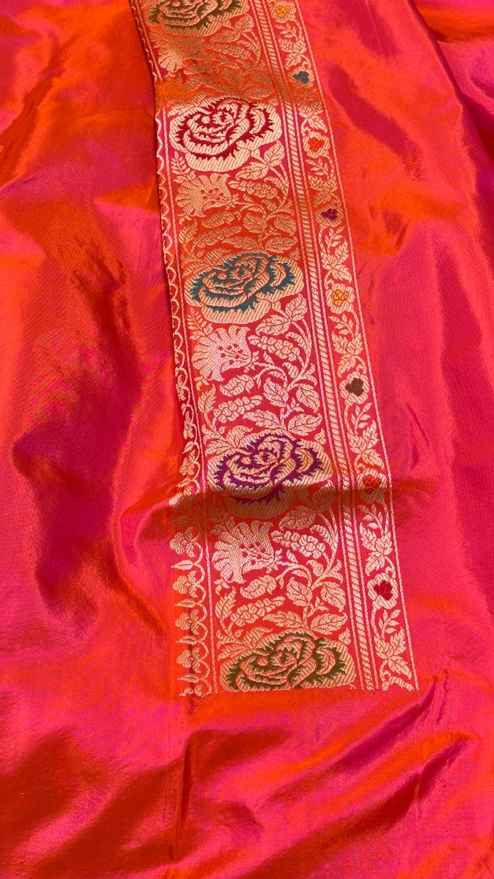 Red Banarasi Katan Silk Handwoven Saree