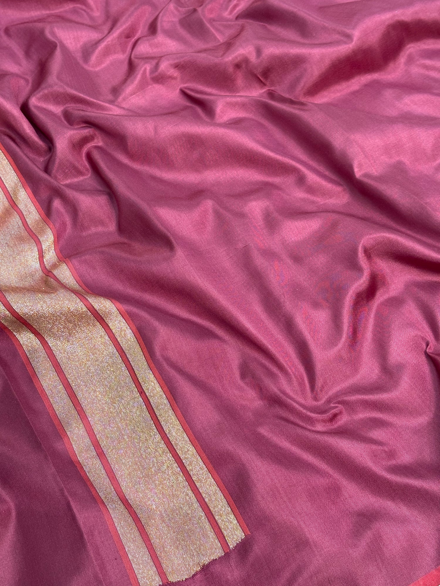 Wine Real Zari Handwoven Jamdani Banarasi Saree