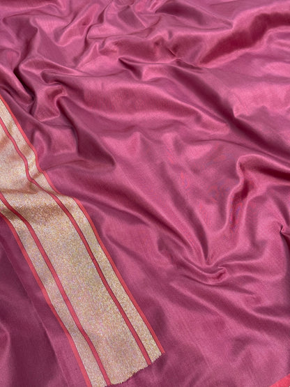 Wine Real Zari Handwoven Jamdani Banarasi Saree