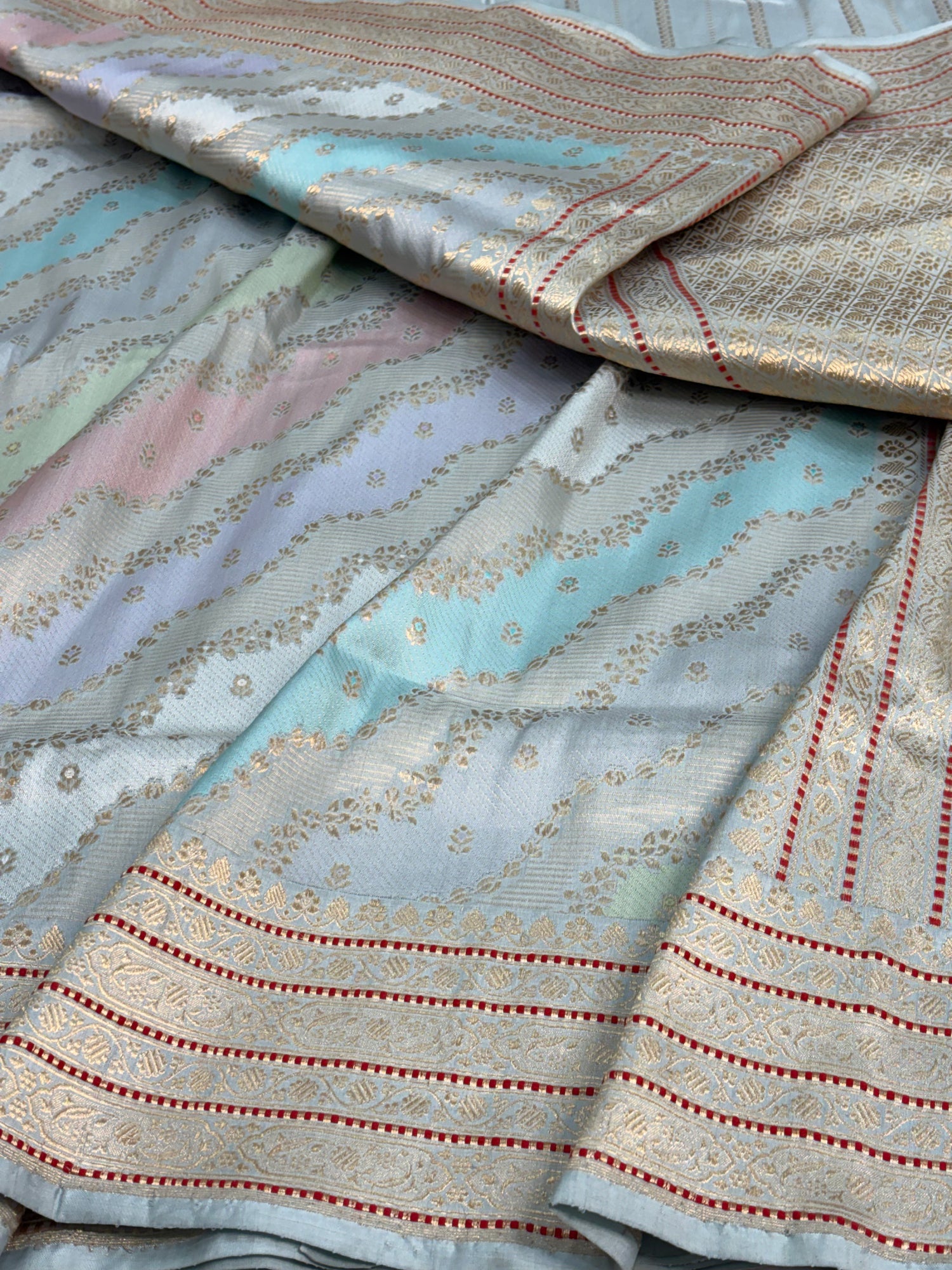 Blue Pure Katan Silk Handwoven Rangkat Banarasi Saree