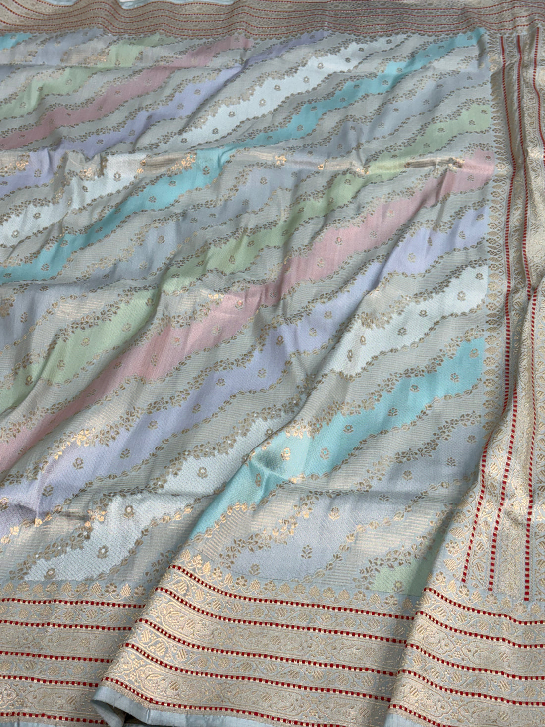 Blue Pure Katan Silk Handwoven Rangkat Banarasi Saree