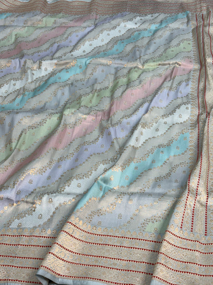 Blue Pure Katan Silk Handwoven Rangkat Banarasi Saree