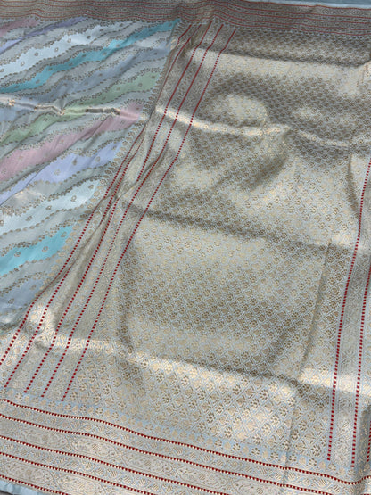 Blue Pure Katan Silk Handwoven Rangkat Banarasi Saree