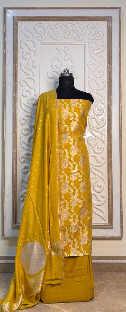 Mustard Yellow Tussar Georgette Suit