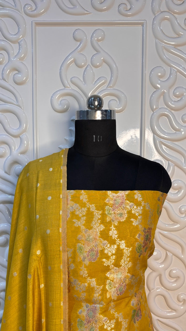 Mustard Yellow Tussar Georgette Suit