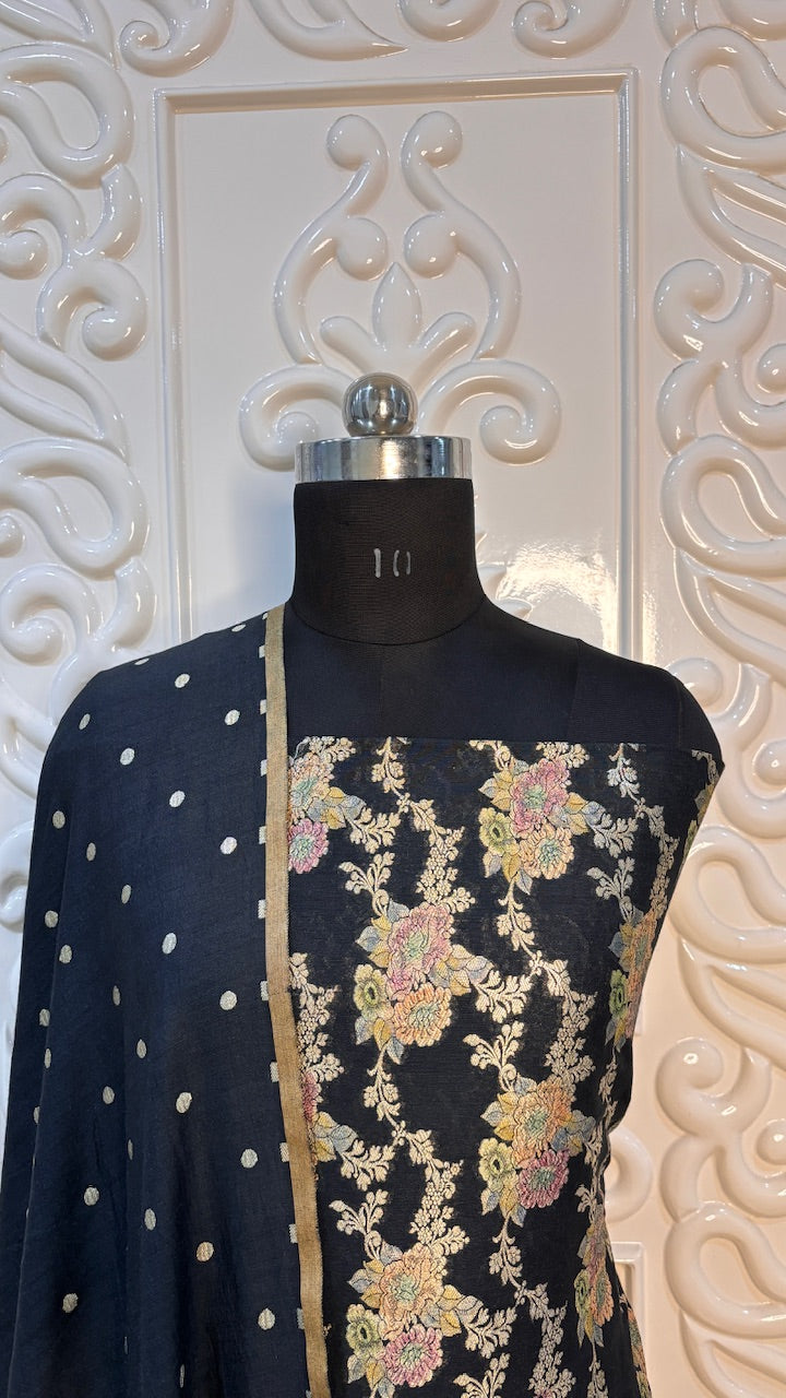 Black Tussar Georgette Suit