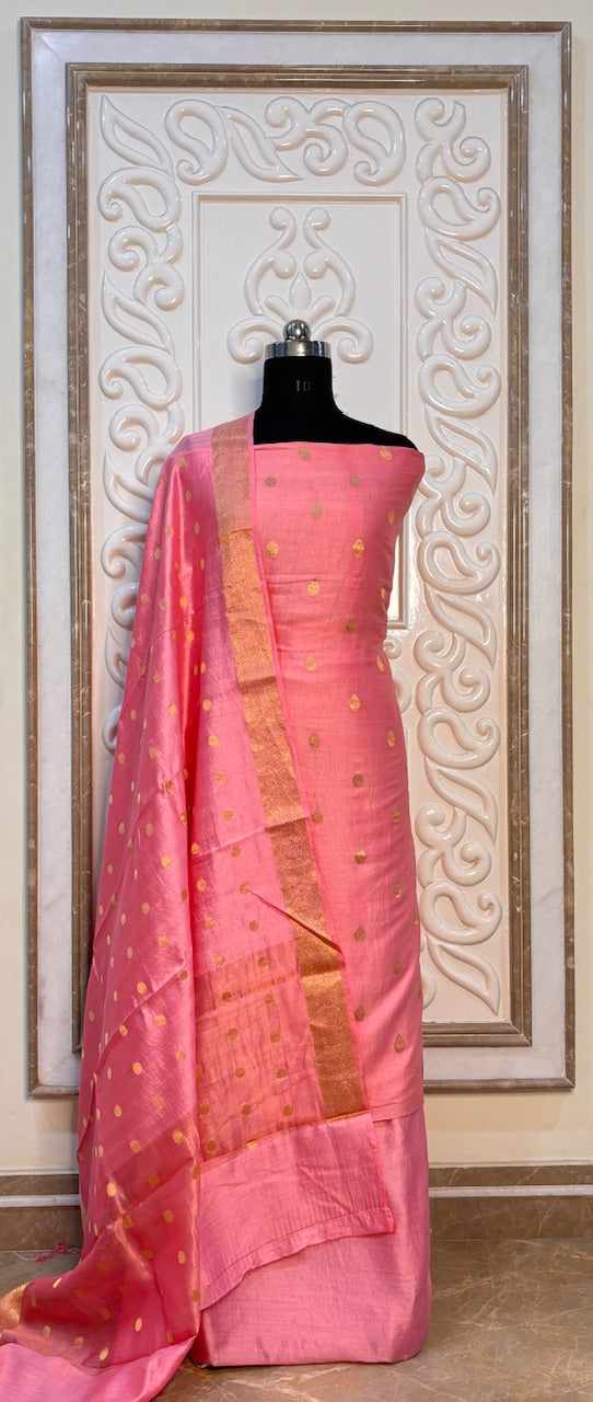 Pink Banarasi Katan Silk Suit
