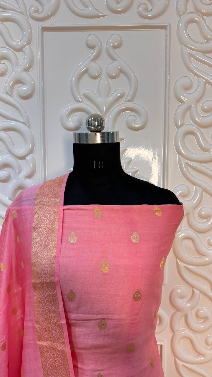 Pink Banarasi Katan Silk Suit