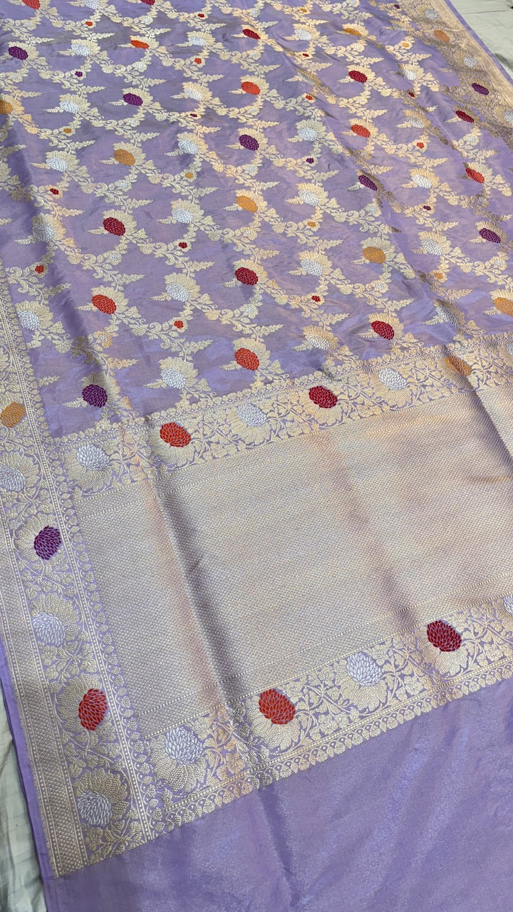 Lavender Pure Banarasi Tissue Handwoven Saree
