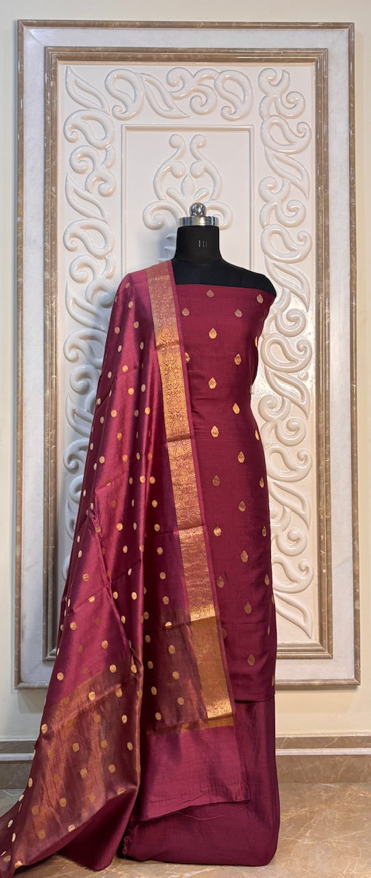 Maroon Banarasi Katan Silk Suit
