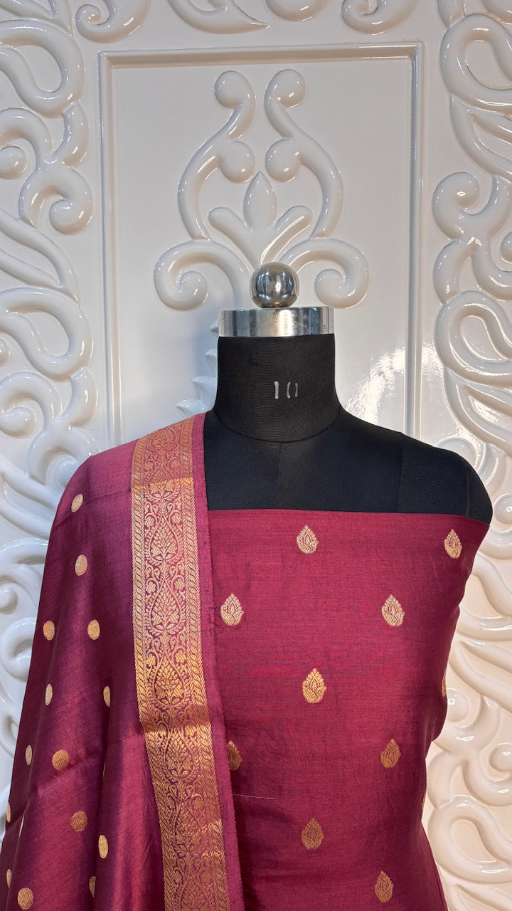 Maroon Banarasi Katan Silk Suit