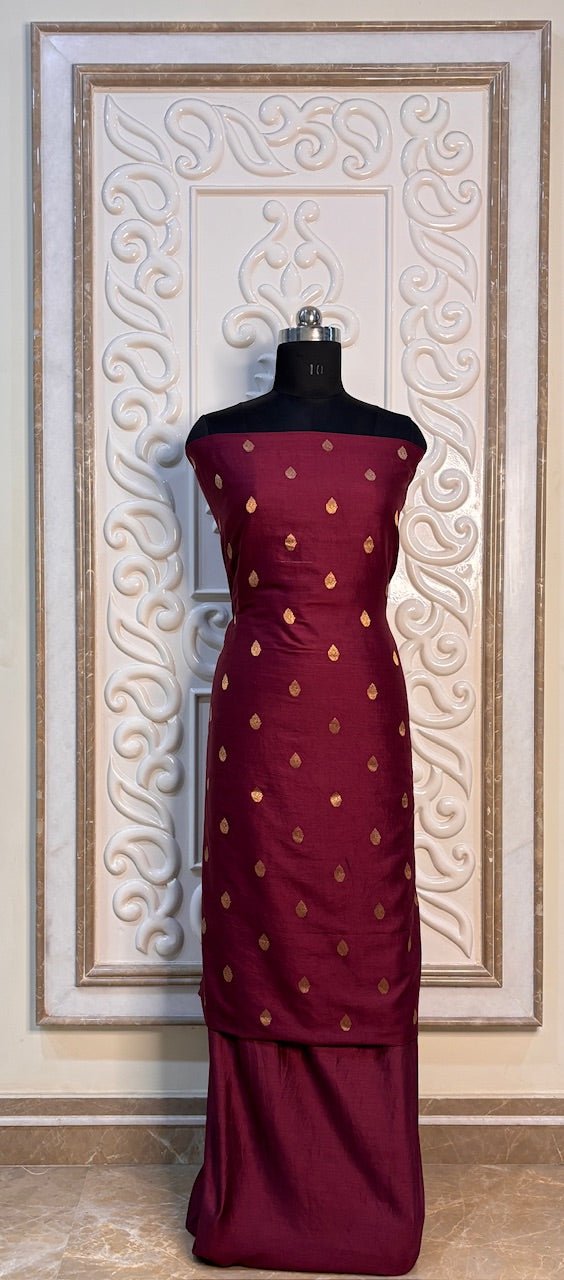 Maroon Banarasi Katan Silk Suit
