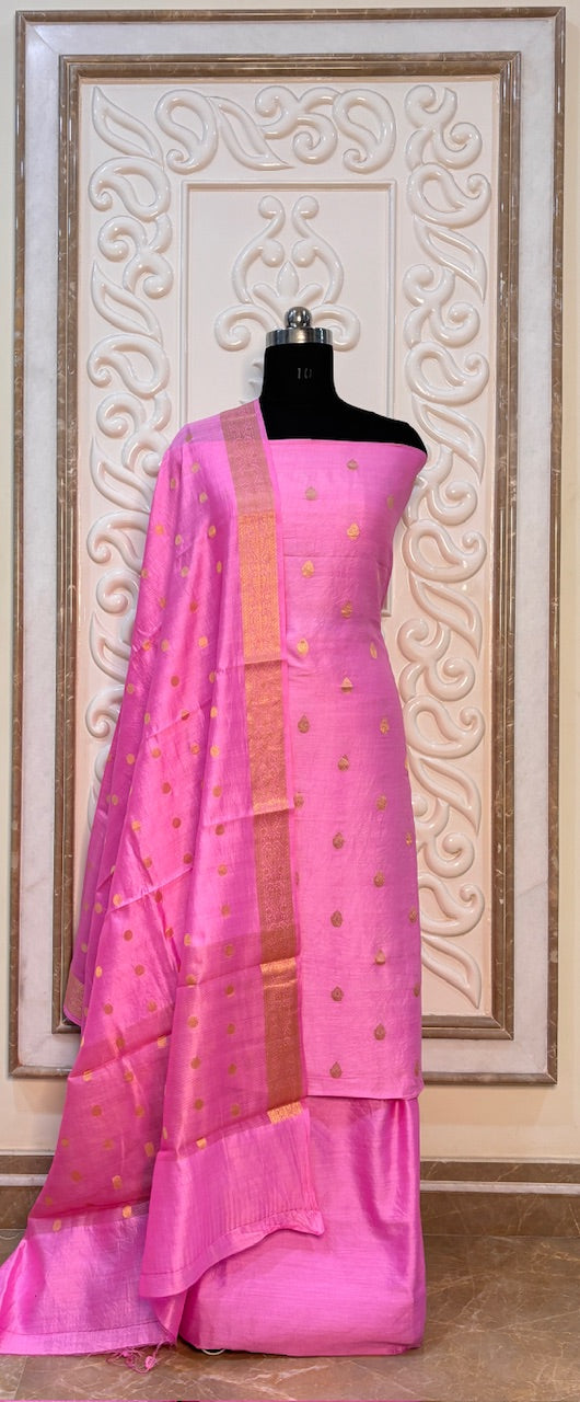 Pink Banarasi Katan Silk Suit