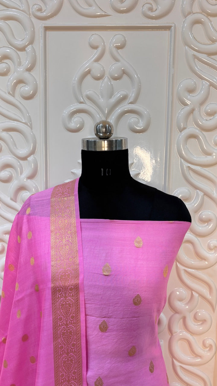 Pink Banarasi Katan Silk Suit