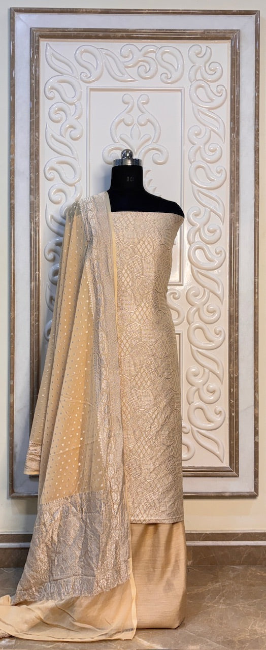 Golden-Brown Chiffon Georgette Suit
