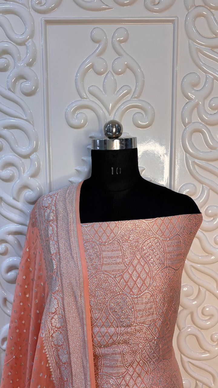 Rust Orange Chiffon Georgette Suit