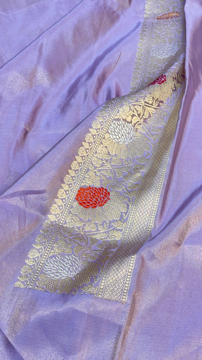 Lavender Pure Banarasi Tissue Handwoven Saree