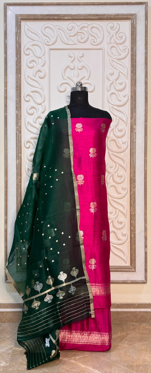 Royal Pink Banarasi Raw Silk Suit