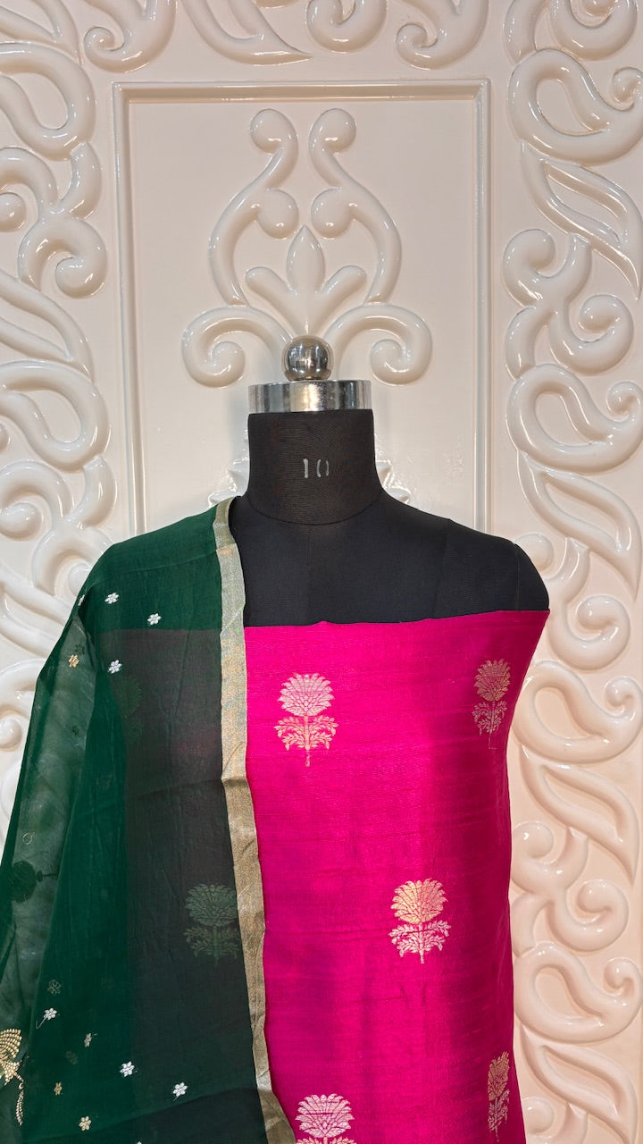 Royal Pink Banarasi Raw Silk Suit