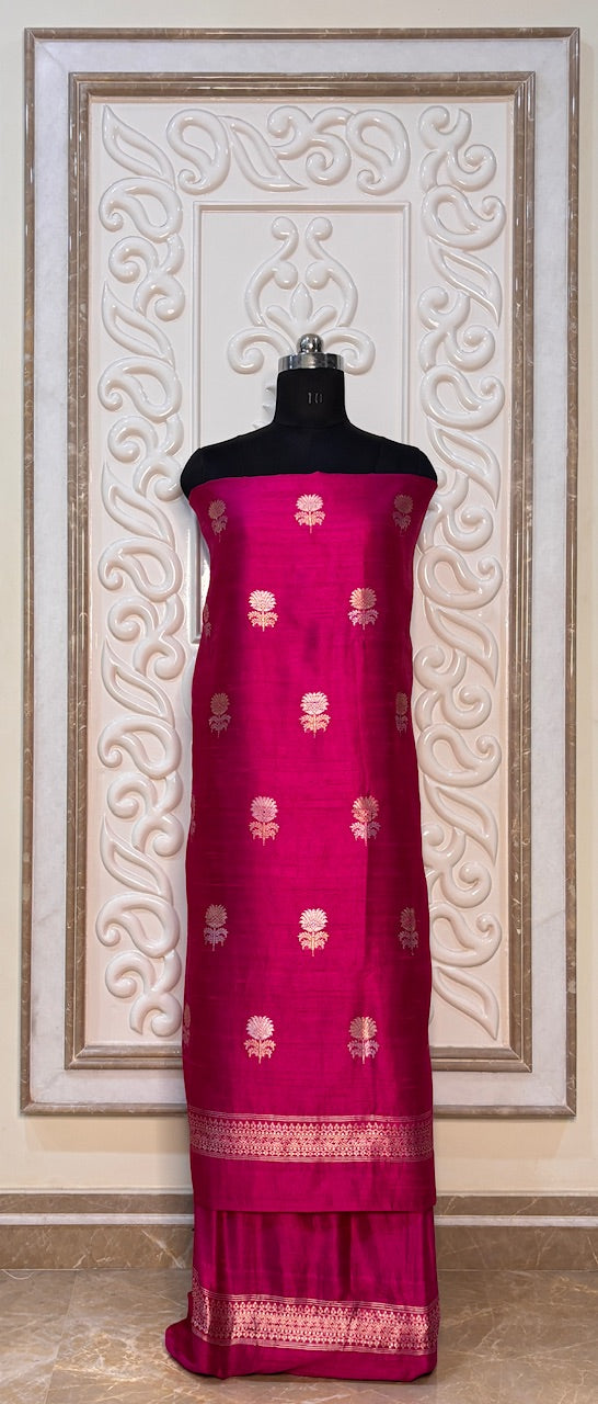 Royal Pink Banarasi Raw Silk Suit