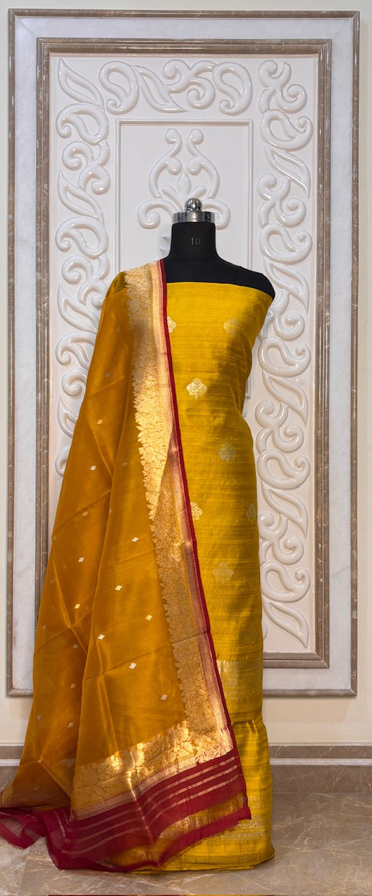 Golden Yellow Banarasi Raw Silk Suit