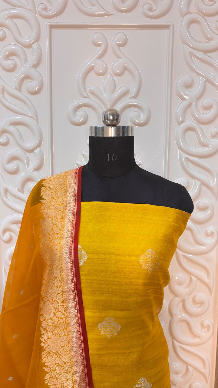 Golden Yellow Banarasi Raw Silk Suit