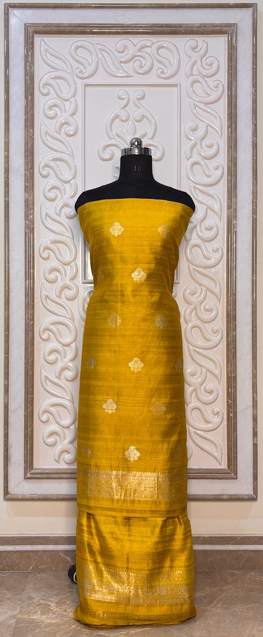 Golden Yellow Banarasi Raw Silk Suit