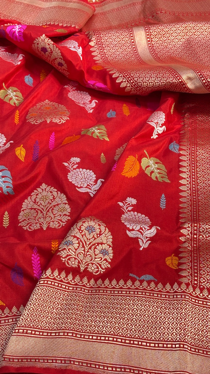 Red Banarasi Katan Silk Handwoven Saree