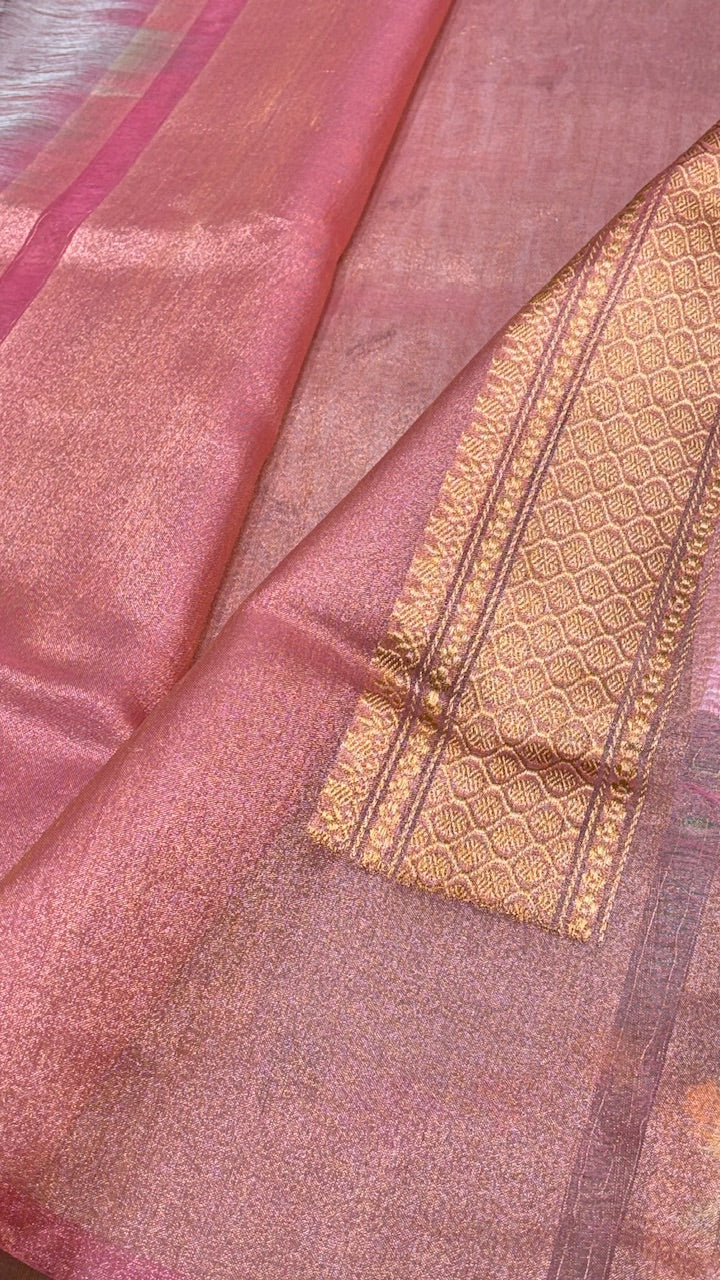 Steel Grey Pure Banarasi Tissue Handwoven Saree