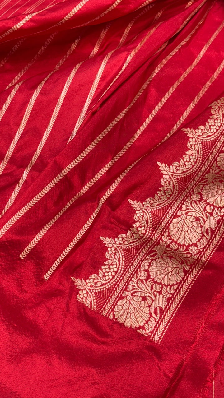 Red  Pure Banarasi Rankaat Handwoven Saree