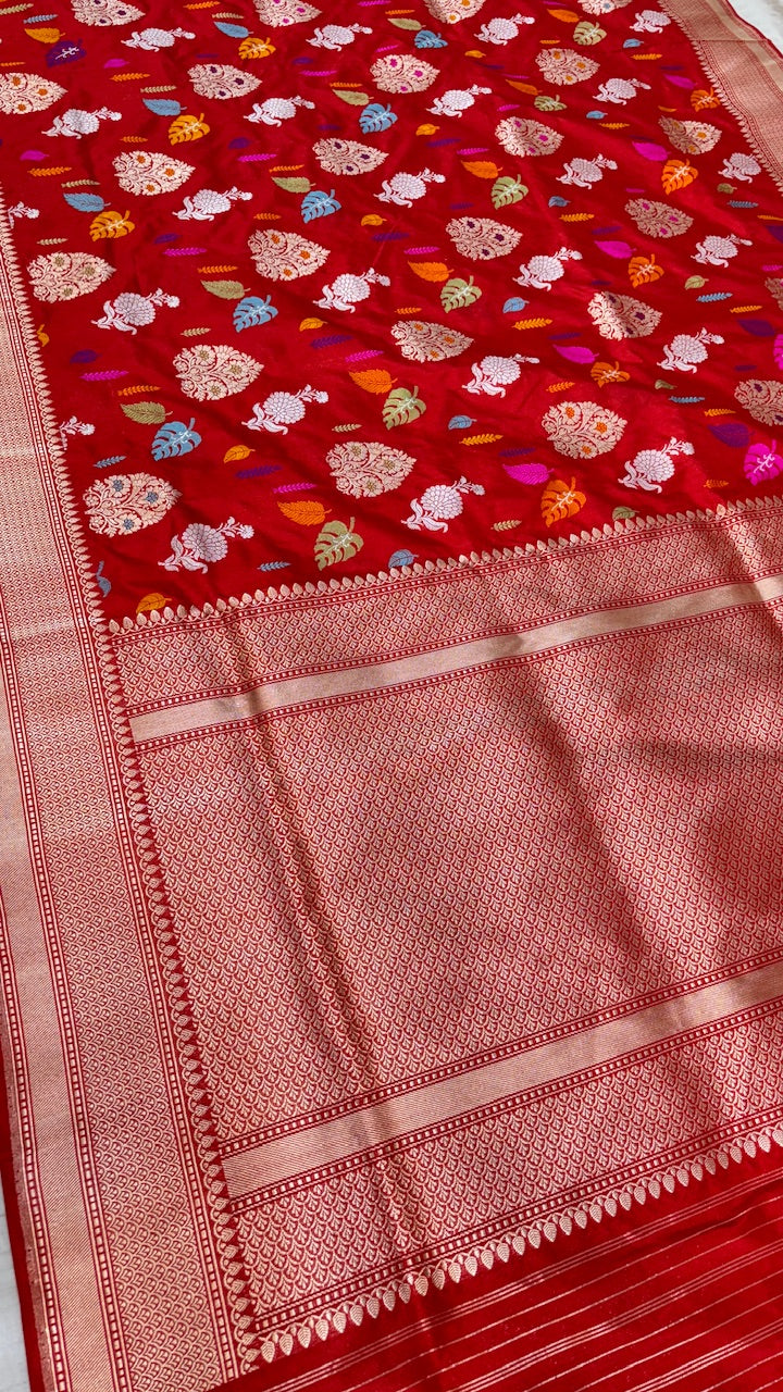 Red Banarasi Katan Silk Handwoven Saree